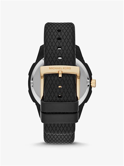 michael kors ryder embossed silicone and gold-tone watch
